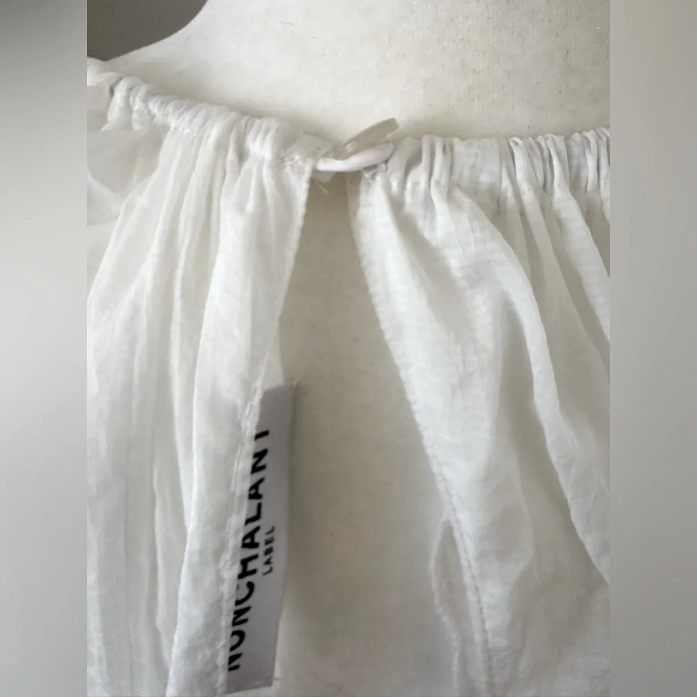 Nonchalant Label Long Sleeve Crop Top Blouse White Sheer Medium New - Picture 6 of 7